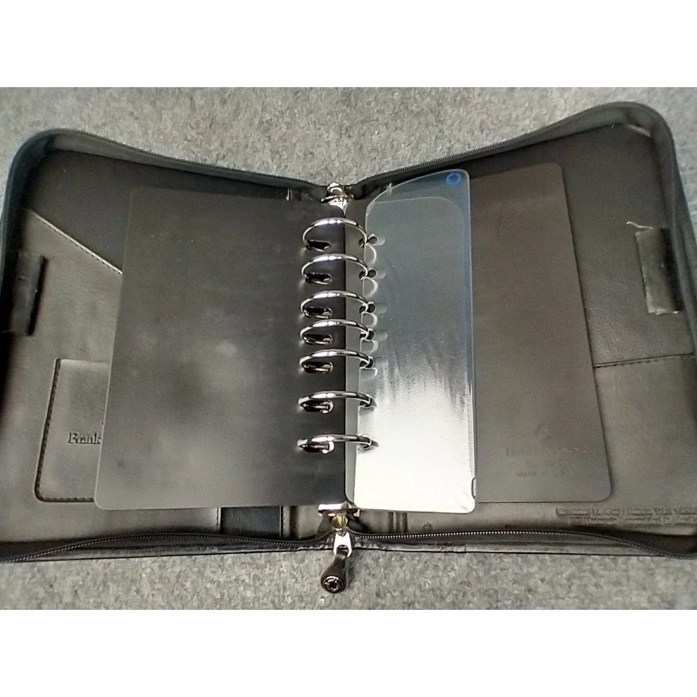 Franklin Covey Planner Compact Black Simulated Leather Zipper Binder
